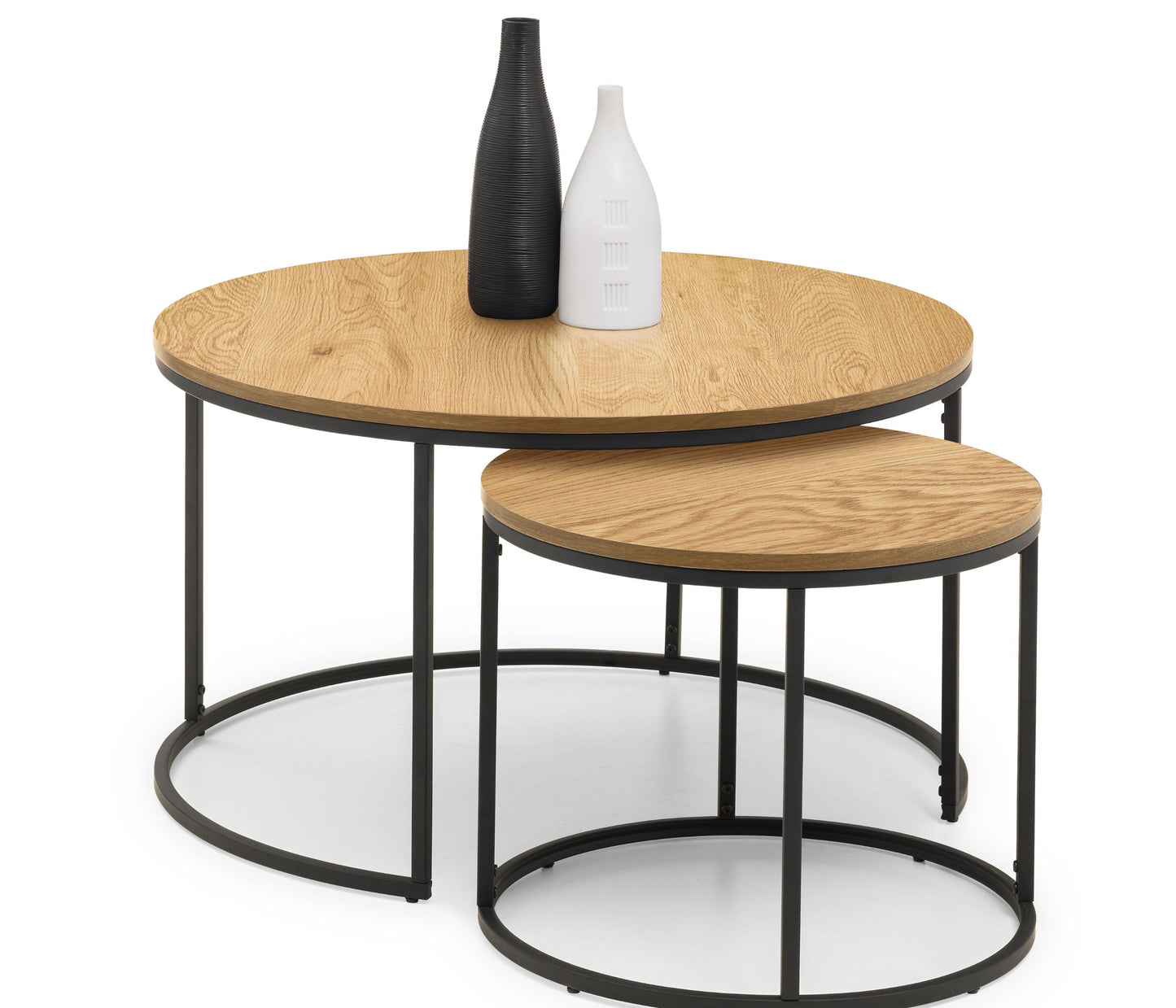 Bellini Round Nesting Coffee Table - Oak By Julian Bowen