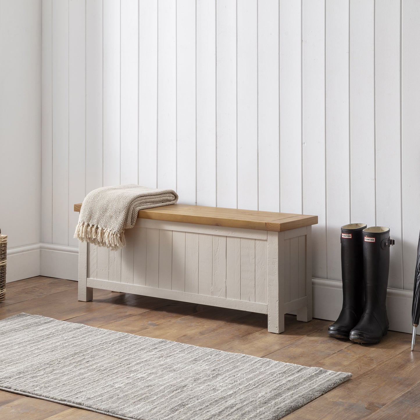 Aspen Storage Bench - Grey Wash By Julian Bowen
