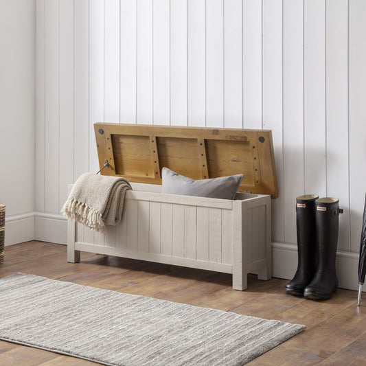 Aspen Storage Bench - Grey Wash By Julian Bowen